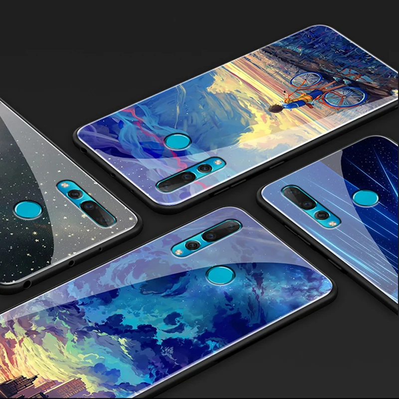 Чехол для Huawei Nova 4 роскошный чехол из закаленного стекла + мягкая задняя крышка с