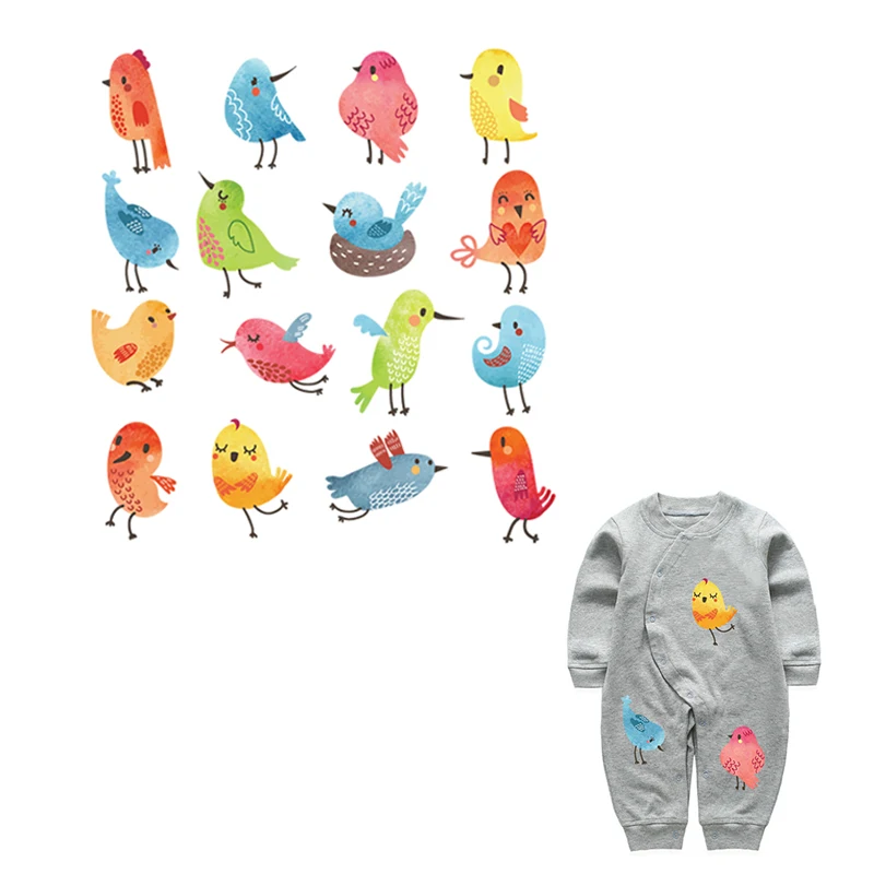 Cartoon Little Bird Ironing On Patches Sticker Heat Transfers Press Stickers for Families Patch DIY Appliques Parent childs | Дом и сад