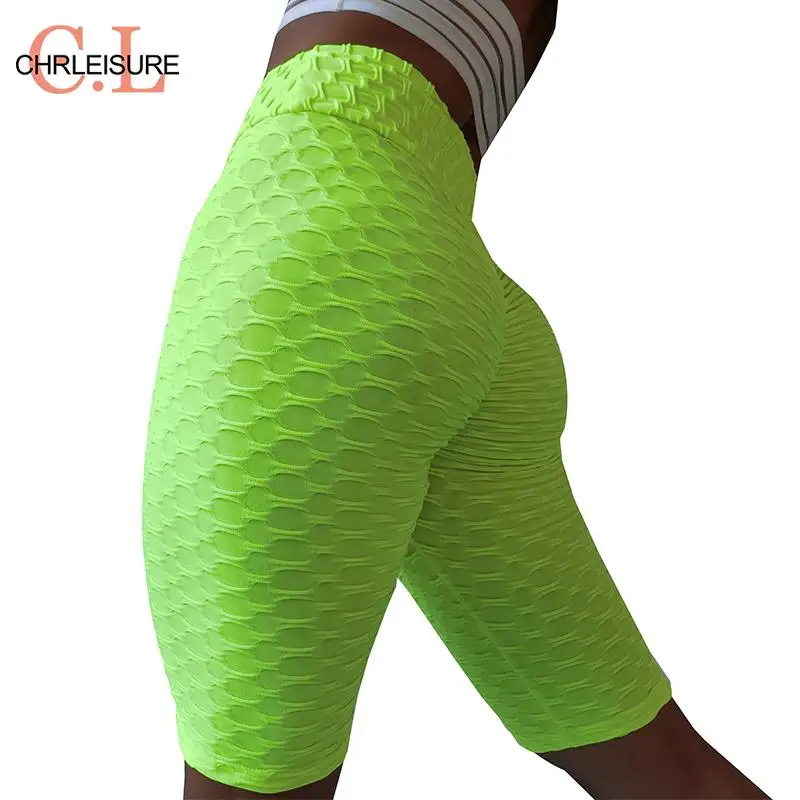 Женские обтягивающие шорты CHRLEISURE однотонные с высокой талией для фитнеса и