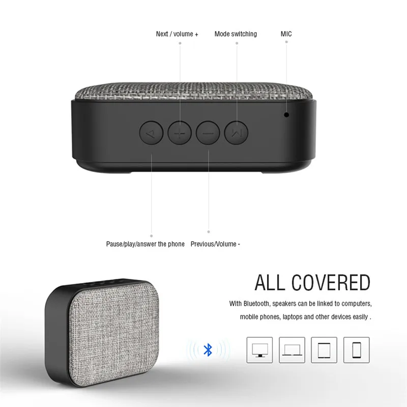 ICOOLO T3 Динамик s ткани Bluetooth стерео 2 0 Каналы Беспроводной Крытый Открытый