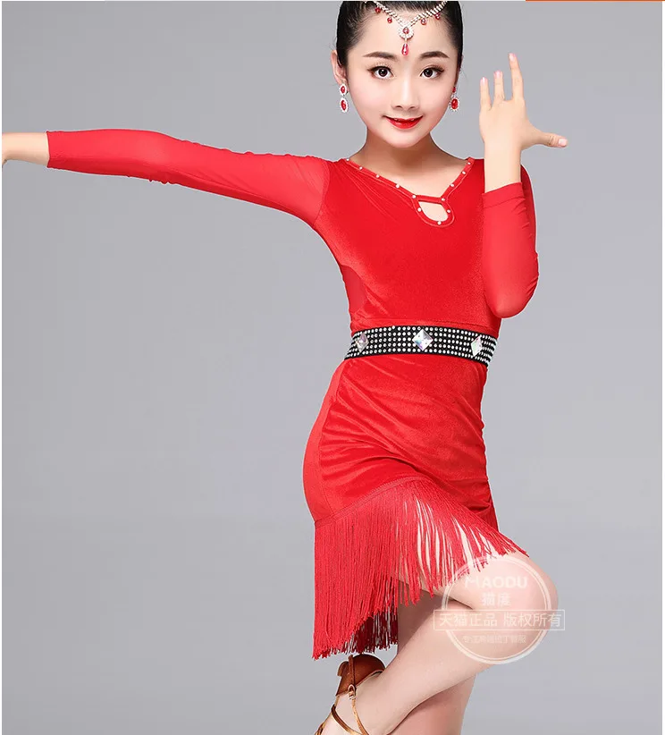 Платье для латиноамериканских танцев с бахромой девочек детские юбки бальных