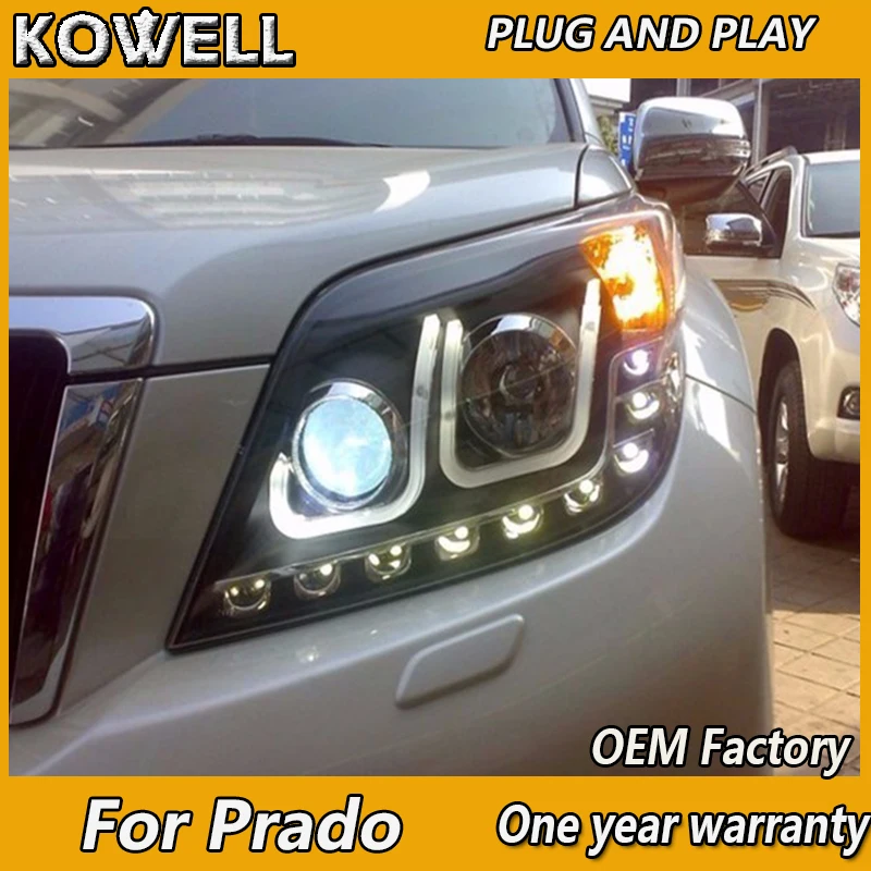 KOWELL автомобильный Стайлинг для Prado светодиодный ные фары 2009 2010 2011 2012 DRL линзы с