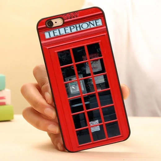 Британский англия красный телефонная будка жесткий кожи мобильный телефон чехол