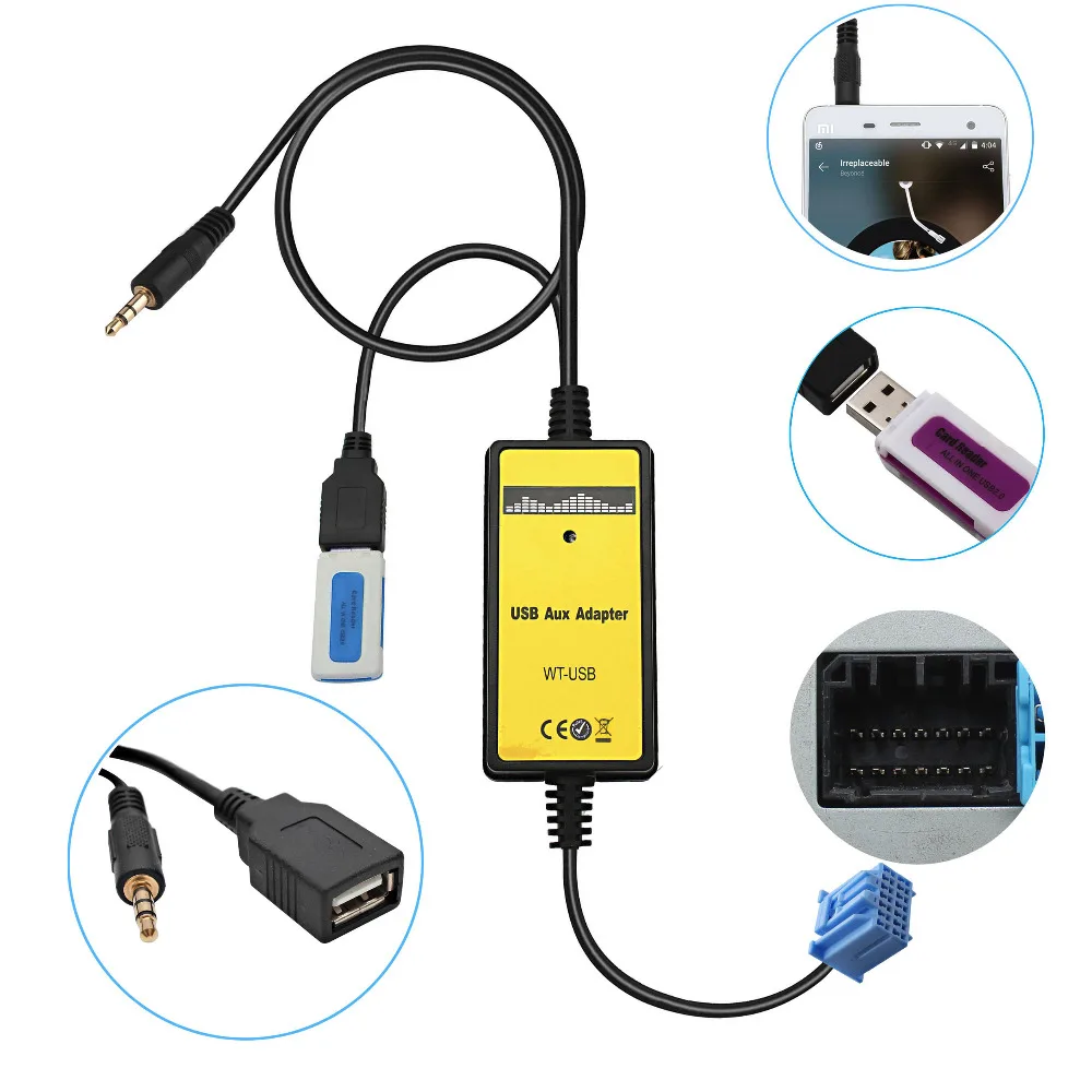 Адаптер Moonet для автомобильного аудио MP3 AUX USB 3 5 мм преобразователь CD интерфейса