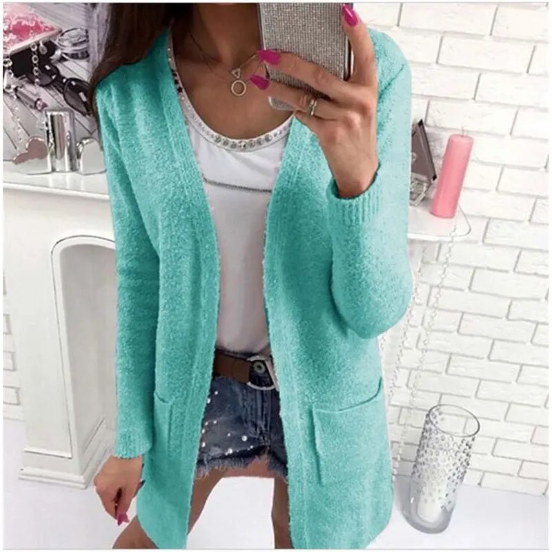 2018 Autumn Winter Thicken Knitted Sweater Long Sleeve Cadigan Women Loose Soft Cardigan Warm Womens Female Pull Femme |