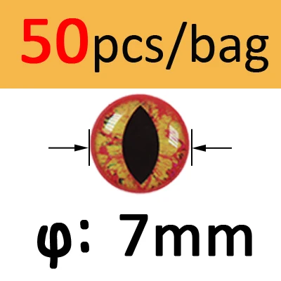 Orange 7mm 50pcs Bimoo 50 шт. 3D 4D голографические рыболовные глаза для приманки рыбные глаза для завязывания мух изготовления приманки ремесло рыбы Череп Живые Глаза Размер 3 мм-12 мм - Цвет: Orange 7mm 50pcs