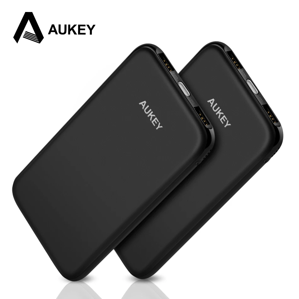 AUKEY Мощность Bank 10000 мАч Портативный Зарядное устройство Тонкий 2.4A внешний Батарея