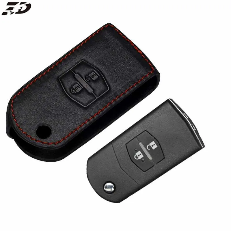 

Leather Car Key Cover Case For Mazda 2 3 5 6 Rx8 Mx5 Flip Remote Case Car Styling Keyrings