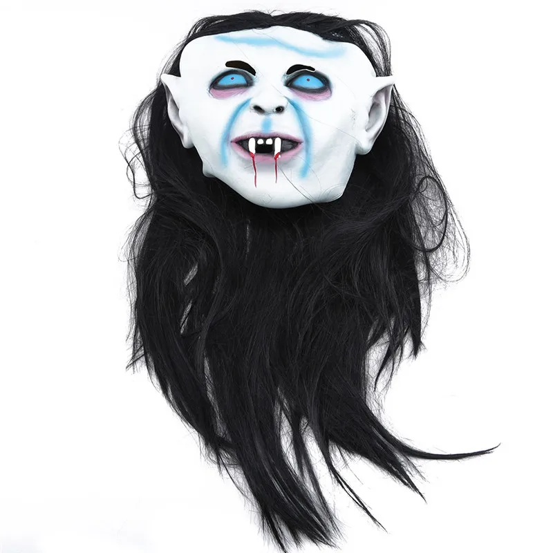 Горячая продажа Хэллоуин ужас длинные волосы ведьма Полное Лицо Латексная Маска