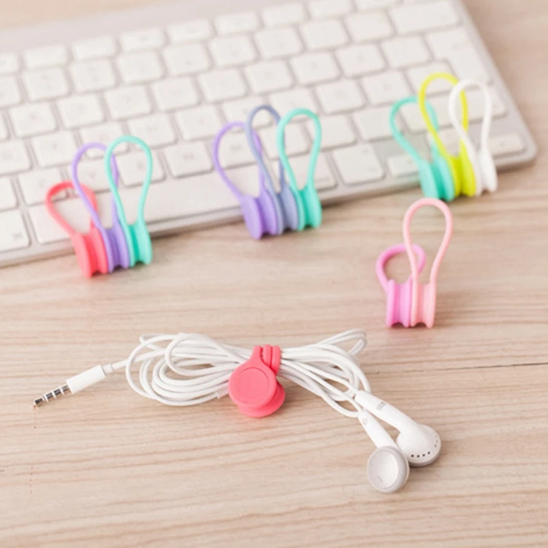 1PCS Silicone Magnet Coil Earphone Cable Winder Headset Type Bobbin Hubs Cord Holder Wire Organizer for xiaomi | Электроника