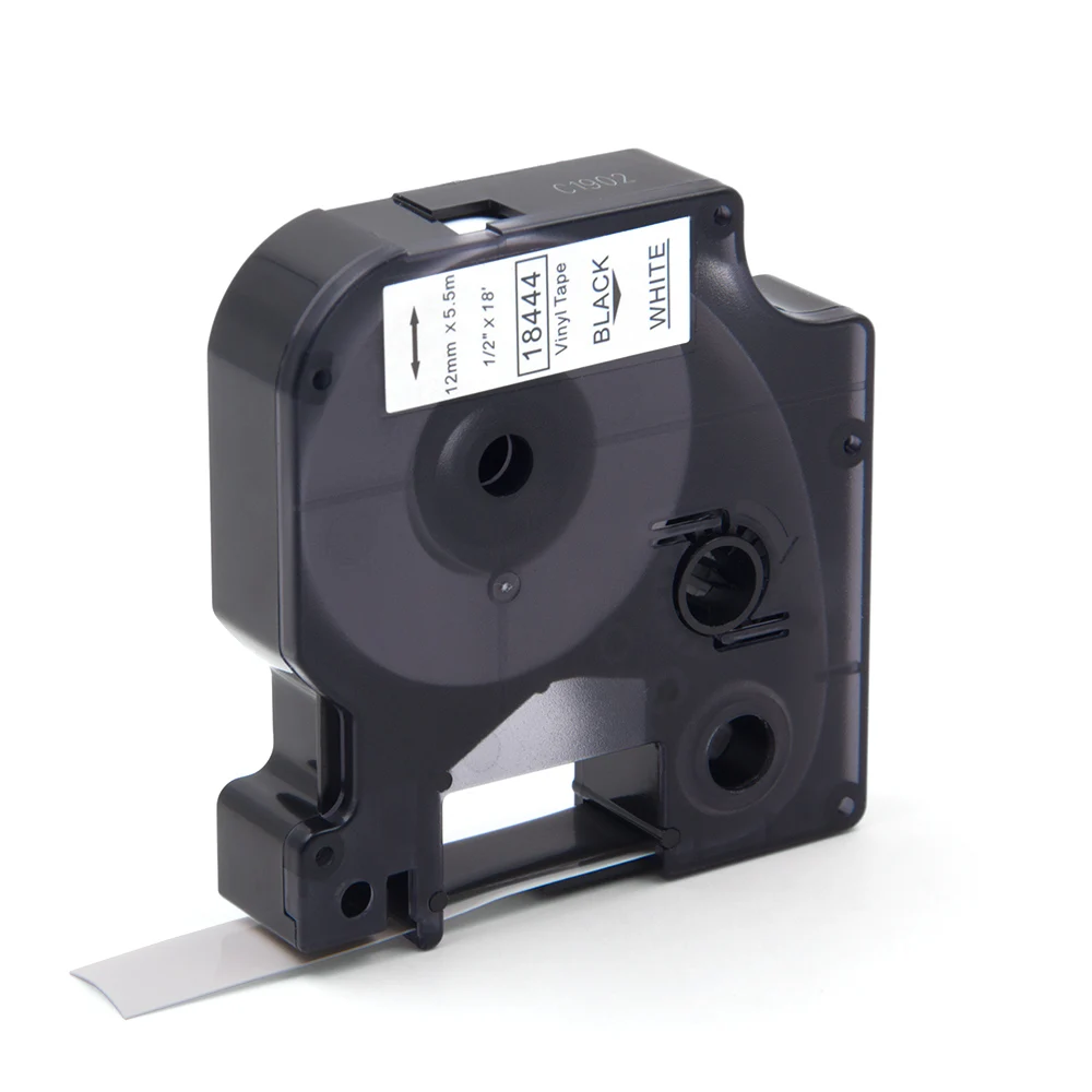 Absonic 30 шт. 12 мм DYMO Rhino 18444 черный на белом IND виниловая этикеточная лента