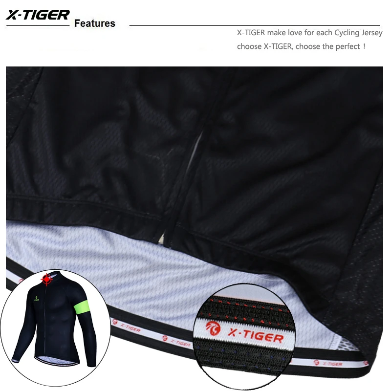 X-Tiger Pro Winter Thermal Fleece Cycling Jersey Keep Warm Mountain Bike Cycling Clothing MTB Bicycle Clothes Ropa Ciclismo
