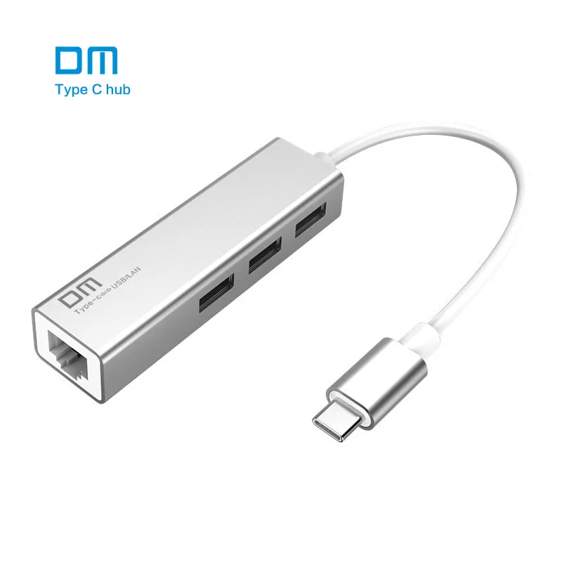 Бесплатная доставка DM USB C для адаптера Ethernet с Тип c 2.0 хаб 3 Порты RJ45 сетевой карты