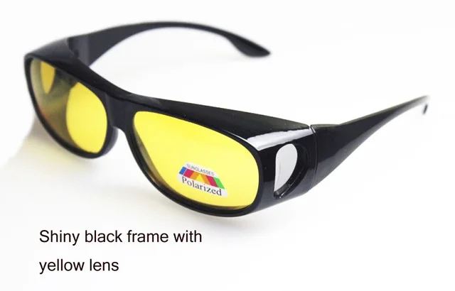 Shiny black yellow Поляризованные очки для ночного видения, солнцезащитные очки, подходят для очков - Цвет линз: Shiny black yellow