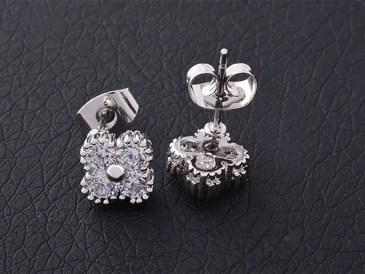 8.28mm Four Shining Zircon Embellishment Earrings Elegant Pearl Stud Women Gathering Necessary Jewelry LM0103 | Украшения и