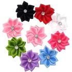 40 шт., маленькие атласные цветы, стразы, Цветочная аппликация, швейное украшение, свадебная одежда 2,8 см