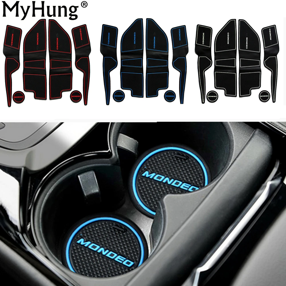 

For Ford Mondeo 2007 To 2012 Car Door Groove Mat Non-slip Rubber Cup Holder Gate Slot Pad Car Styling Auto Accessories 6pcs