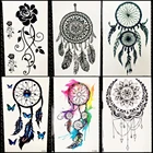 Черная хна Ловец снов, временная тату-наклейка для женщин, Этническое перо, макияж, поддельные татуировки, цветок, водостойкая Татуировка Ловец снов