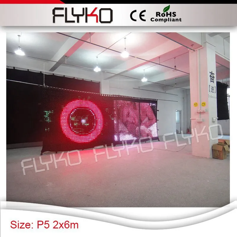 Дисплей P50mm демонстрация светодиодной видео ткани 7 футов * 20 rgb экран-занавеска с