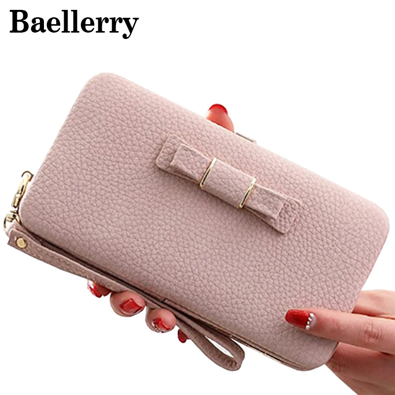 Женский кожаный кошелек вместительный с бантом|wallet clutch|wallet femaleporte monnaie femme |