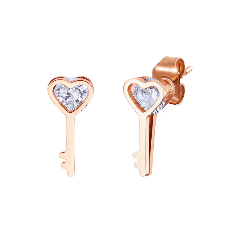 Женские серьги гвоздики из нержавеющей стали с кристаллами|designer studs|crystal studrose gold