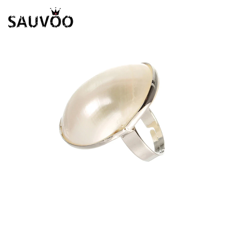 SAUVOO 2018 Модные кольца для женщин с натуральным жемчугом ювелирные изделия белого