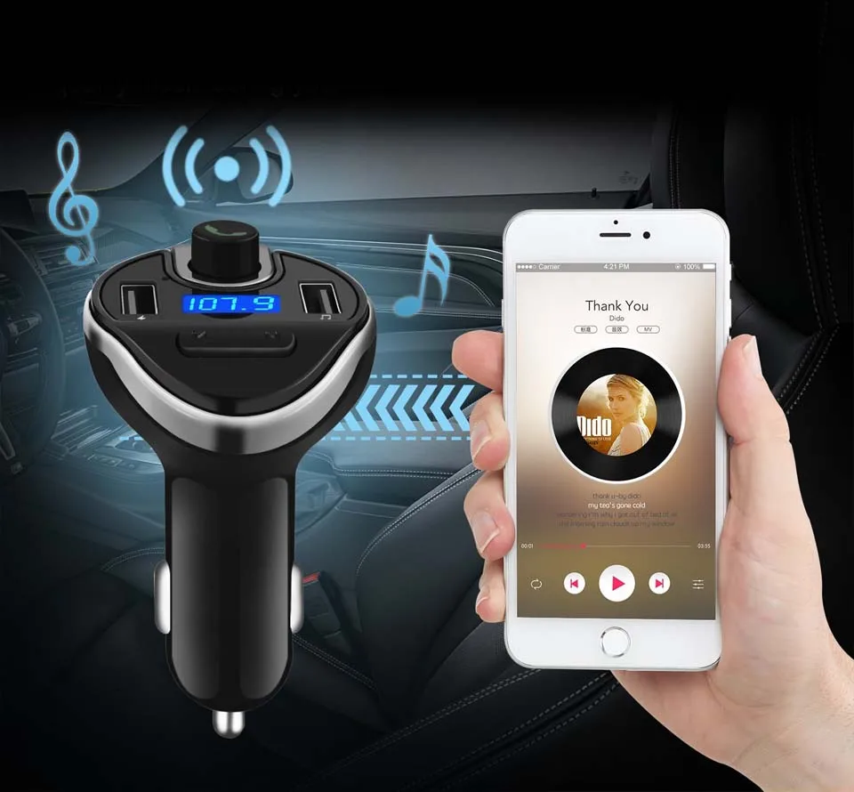 Anlud Bluetooth гарнитура для Авто Hands Free fm-передатчик Беспроводной автомобиля Mp3 музыкальный плеер Dual USB Зарядное устройство громкой связи Bluetooth Car Kit FM-трансмиттер