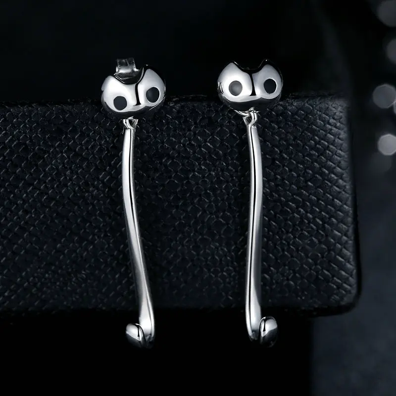 Длинные серьги подвески из серебра 925 пробы с кошкой|earings fashion jewelry|earrings jewelryfine jewelry