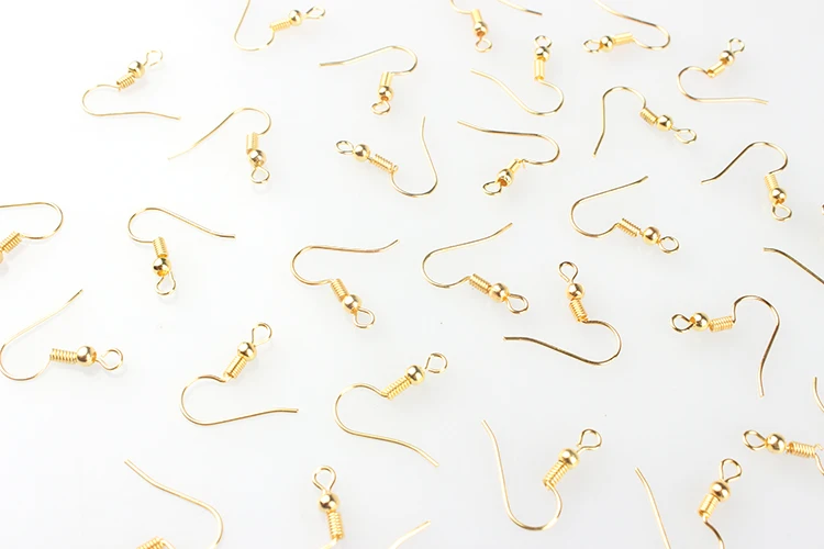 Бесплатная доставка золотые крючки для сережек с катушкой фурнитура 100 шт./лот