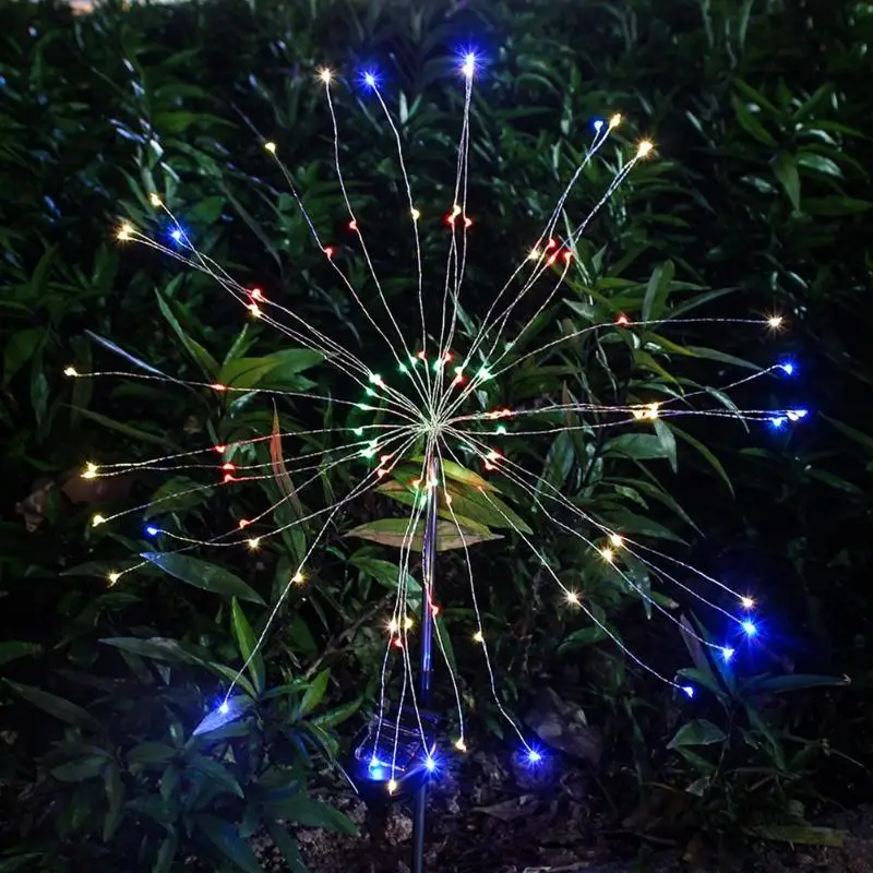 Солнечный 105LED Сказочный светильник Starburst 3 режима Водонепроницаемый Рождественский Декор лампа теплый белый/многоцветный фейерверк светильник