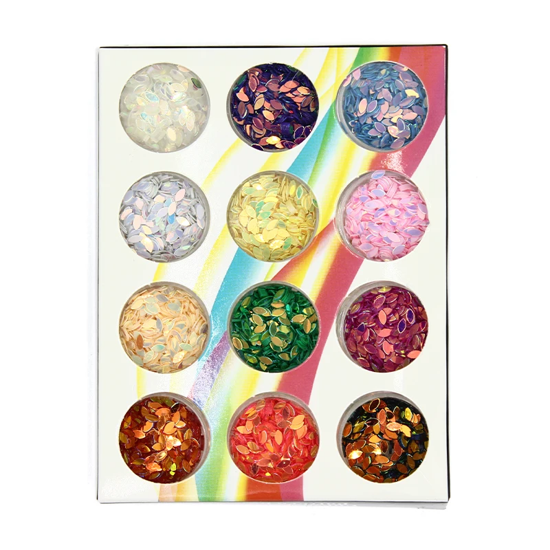 Блёстки для ногтей 12 цветов 3D форма капель Блестящий акриловый дизайн салон