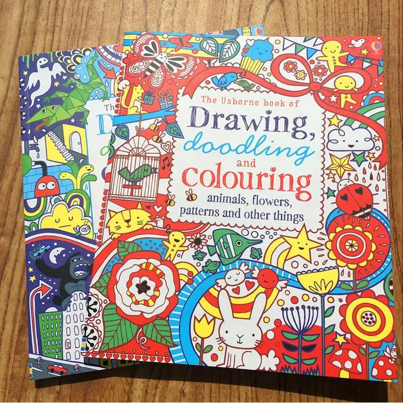 

Детские забавные английские книги для рисования и раскрашивания/Детские Мультяшные животные/цветок/пират/Динозавр/машина для рисования бу...