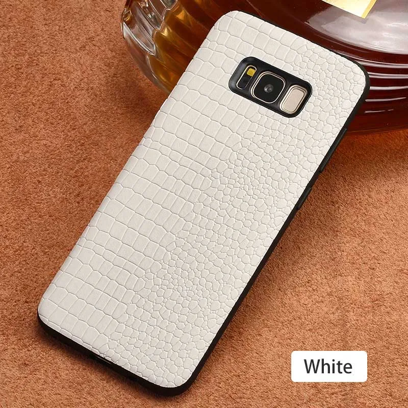 White Натуральная кожа чехол для телефона для samsung S10 S8 S9 плюс обратите внимание; размеры 9 и 10 для A3 A5 A7 A8 J5 J7 чехол для карт и узором «крокодиловая кожа» на заднюю панель - Цвет: White