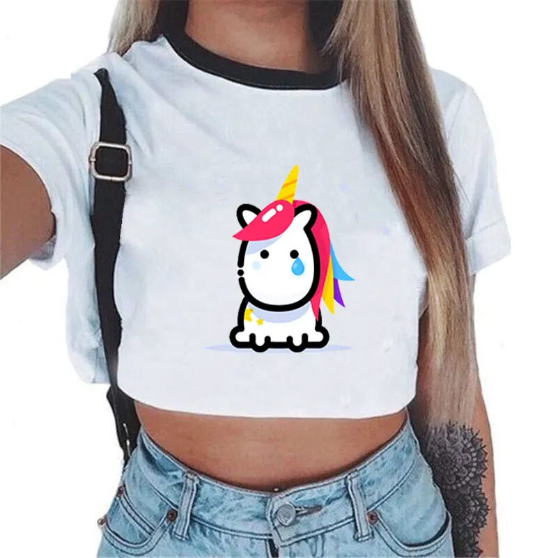 CDJLFH Unicornio футболка с коротким рукавом сексуальная повседневная короткая 2018