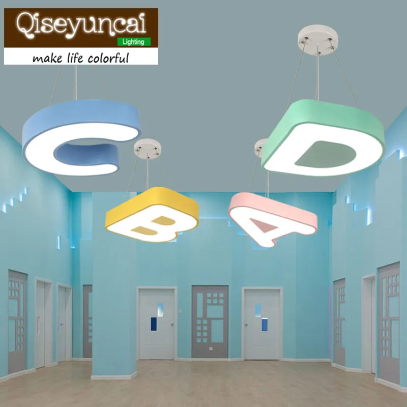 Qiseyuncai 2018 новые ABCD буквы цветные Мультяшные потолочные светильники Детские