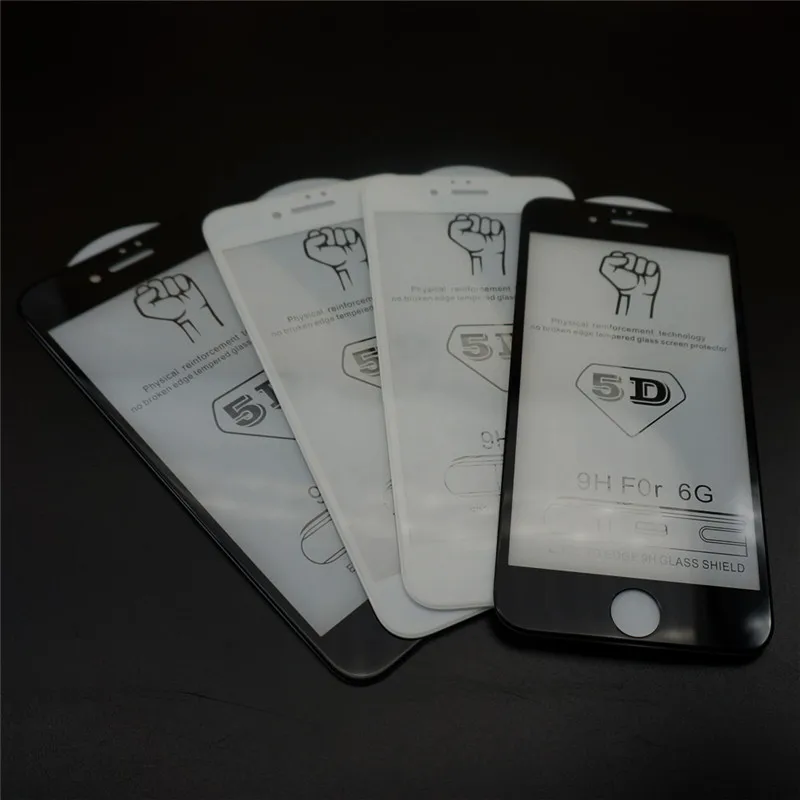 Новое 5D полное покрытие закаленное стекло для iPhone 8 7 6S Plus X Защитное экрана 6 9H с
