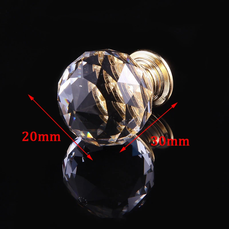 20mm gold base KAK Кристальные ручки, ручка для кухонного шкафа, красочные хрустальные шариковые ручки для выдвижных ящиков, кухонные ручки, мебельная фурнитура - Цвет: 20mm gold base