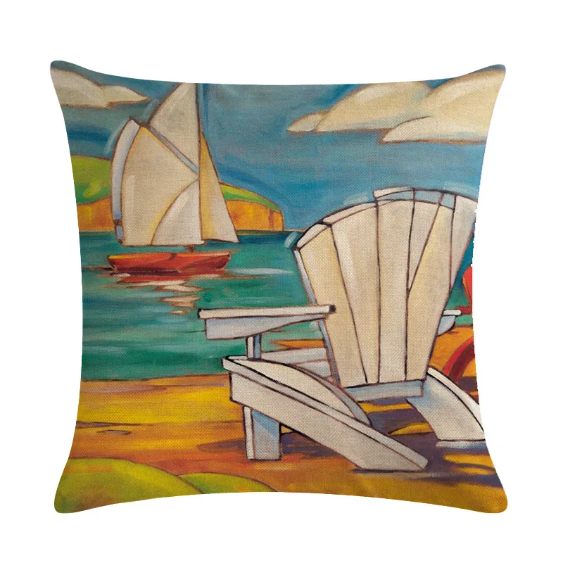 Наволочка с рисунком маслом 45x45 см из хлопка и льна | Дом сад