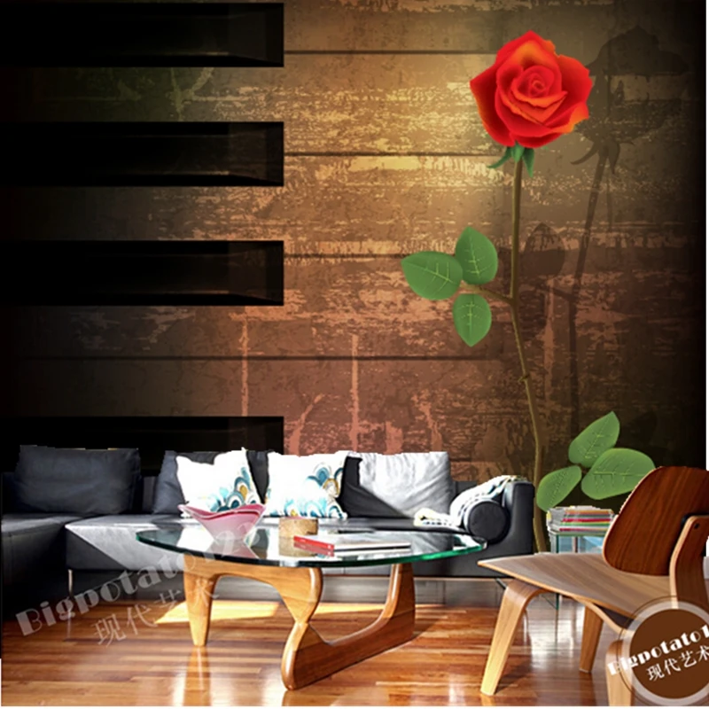 Пользовательские 3D Ретро обои. Пианино и розы для гостиной спальни столовой фон