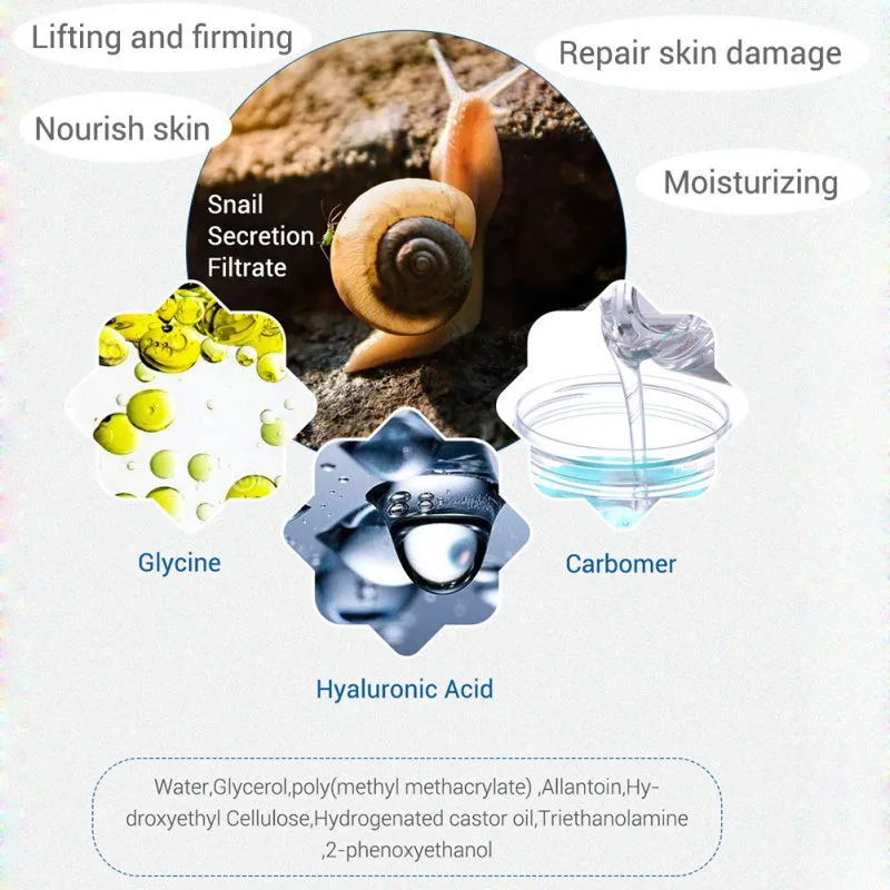 

Hyaluronic Acid Snail Serum Whitening Anti-Aging Anti-Wrinkle Moisturizing Essence Repair Damaged Skin serum for face