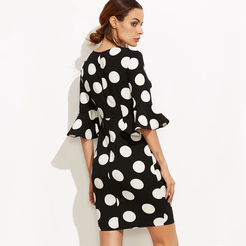 На лето и весну длинным Расклешенным рукавом горошек Карандаш Платье U Средства