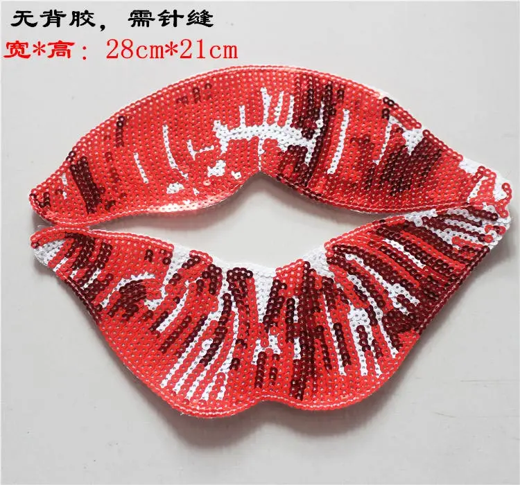 3 шт. модные большие размеры красные губы из ткани с блестками свитер одежда