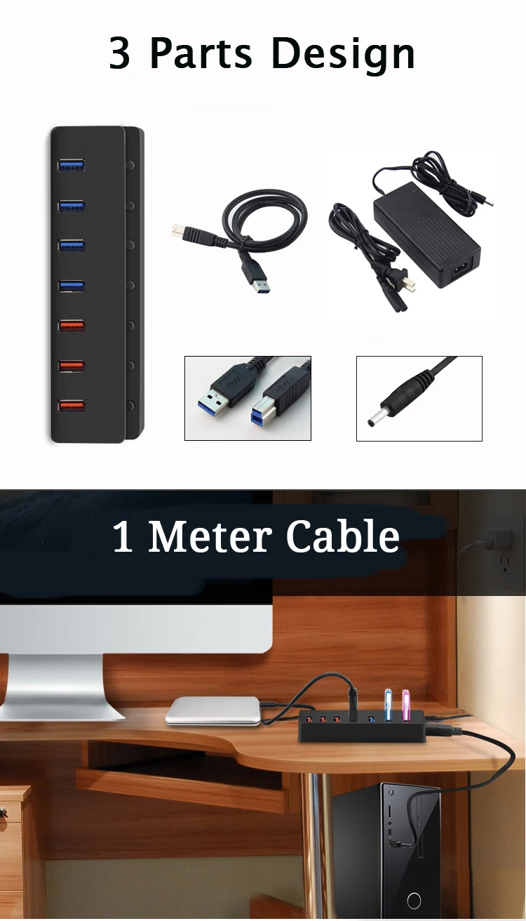 3 Смарт-порта для зарядки usb-хаб 3,0, мульти usb-разветвитель, 4 порта, концентратор USB 3,0, зарядное устройство для Macbook Pro, планшета, ПК, компьютера, аксессуары