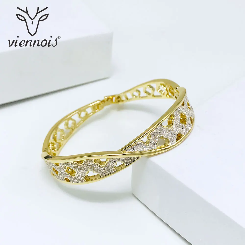Viennois браслет и браслеты для женщин из розового золота/цвета золота блестящие матовые полые браслет трендовые Свадебные ювелирные изделия