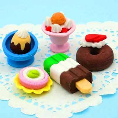 Eraser Set Kawaii милые Ластики для детей, резиновый набор ластиков для фруктов, тортов, овощей, еды - Цвет: Eraser Set