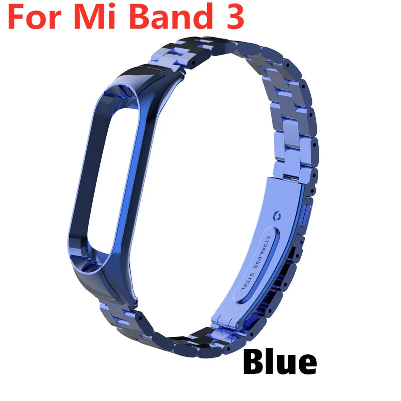 Mi band 3 mi band 4 сменный металлический ремешок на запястье браслет из нержавеющей стали браслеты mi Band 3 ремешок для Xiaomi mi band 4 - Цвет: blue