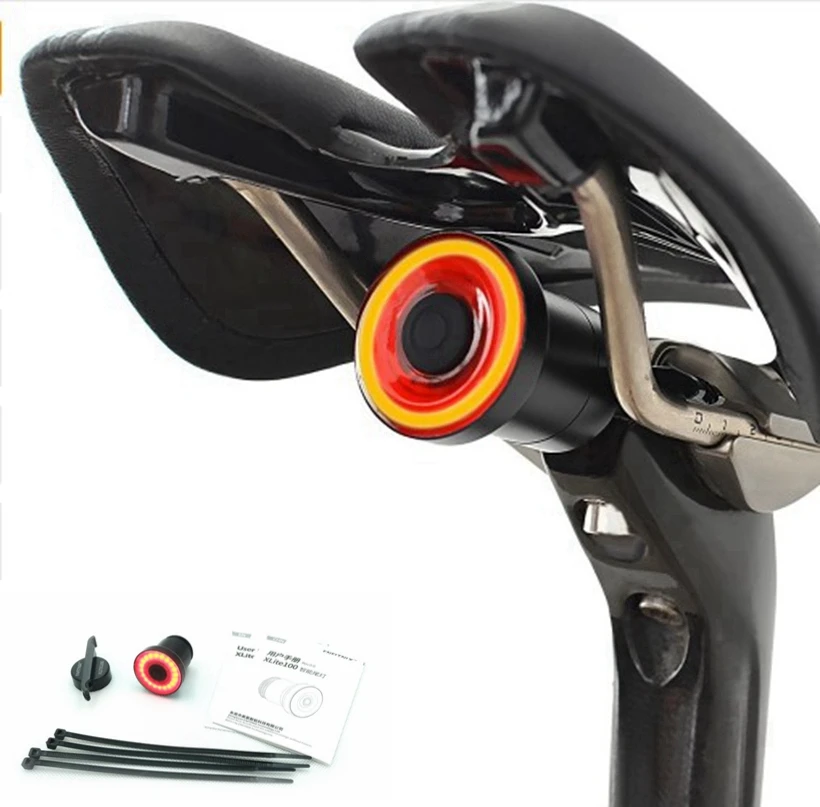 

Bike Brake Light Intelligent Sensory Bicycle Tail Rear Light USB Bike Taillight Lamp with Saddle Install Mount cycling Taillight