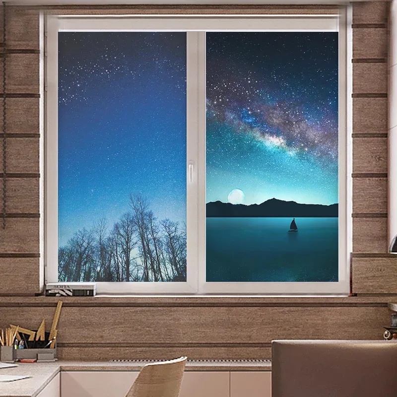 

Star Sky Window Film Custom Size Glass Stickers Static Self-adhesive Film bathroom kids room Scrub opaque Privacy Window Paper