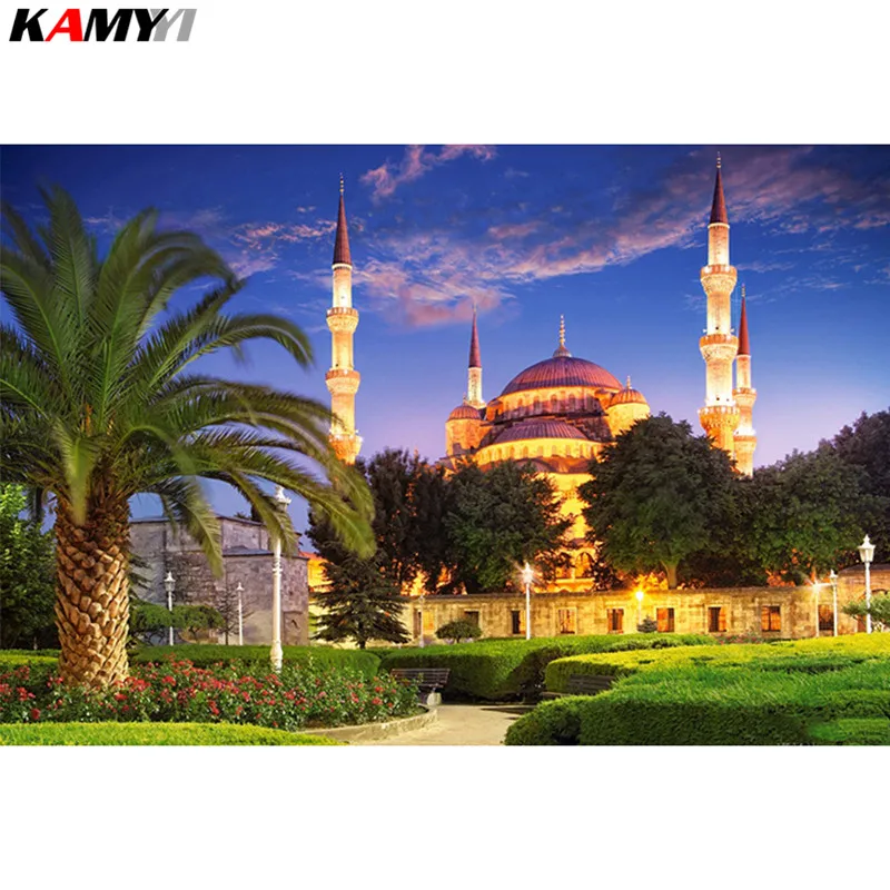 Вышивка крестом сделай сам Ислам мусульманская Mosque Religion стразы мозаика Декор для