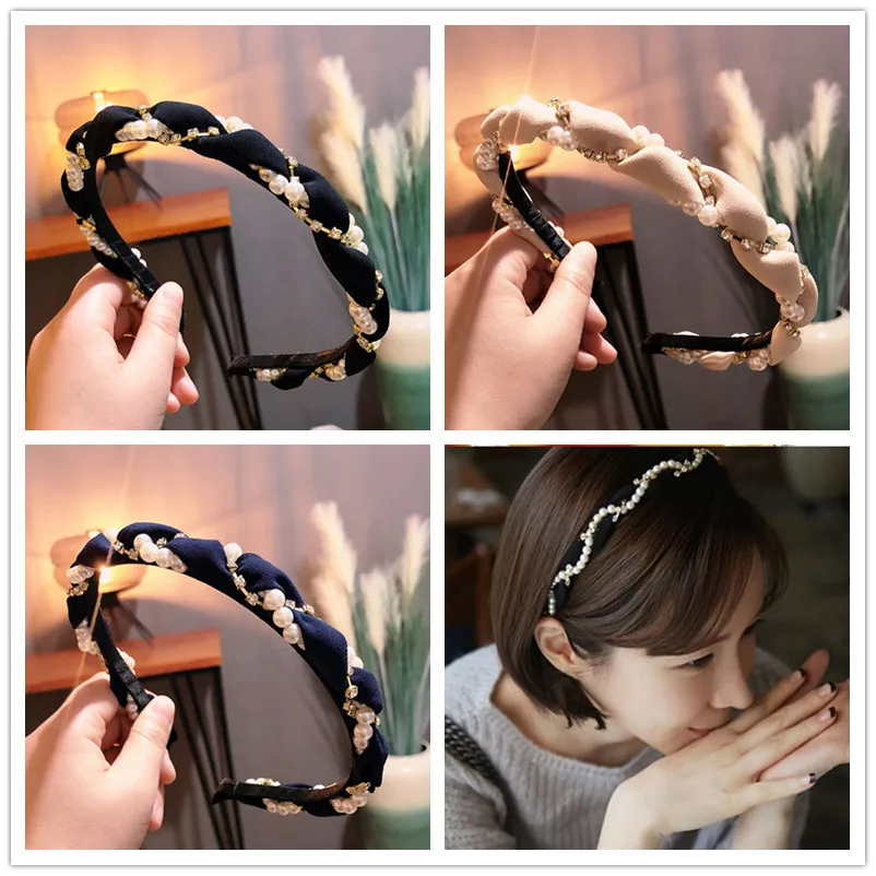

Crystal Pearl Flower Headbands For Women Korea Hair Accessories for Girls Hair Bands For Girls Hair Band Hair Bows